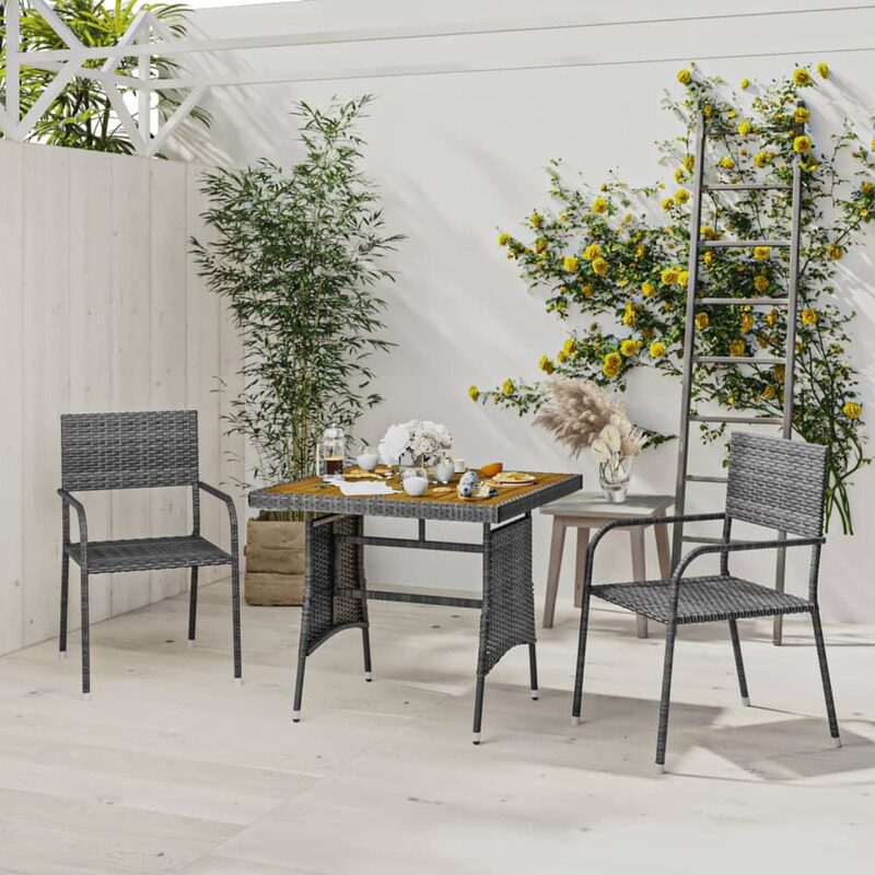 

vidaXL 3 Piece Outdoor Dining Set Poly Rattan Grey