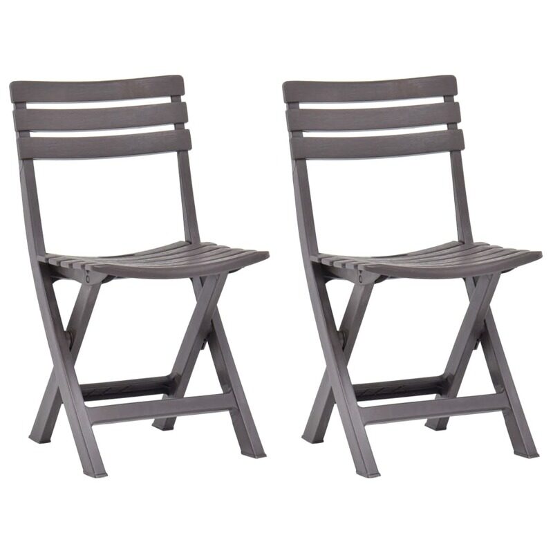 

vidaXL Folding Garden Chairs 2 pcs Plastic Mocha