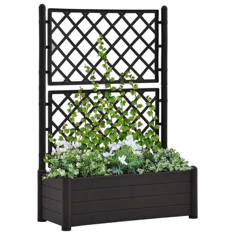 

vidaXL Garden Planter with Trellis 100x43x142 cm PP Anthracite