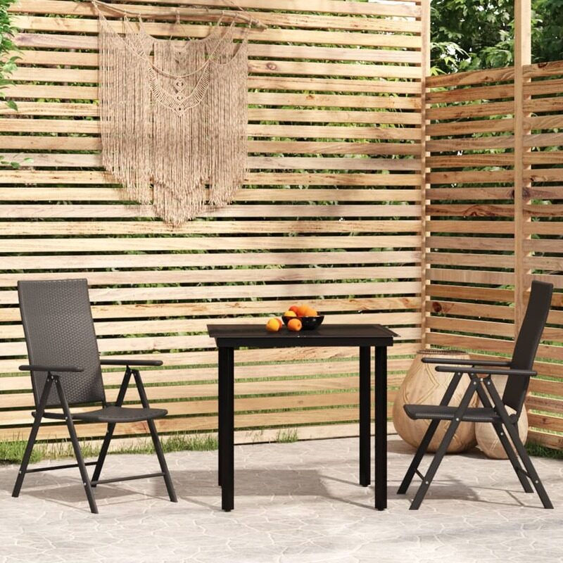 

vidaXL 3 Piece Garden Dining Set Black