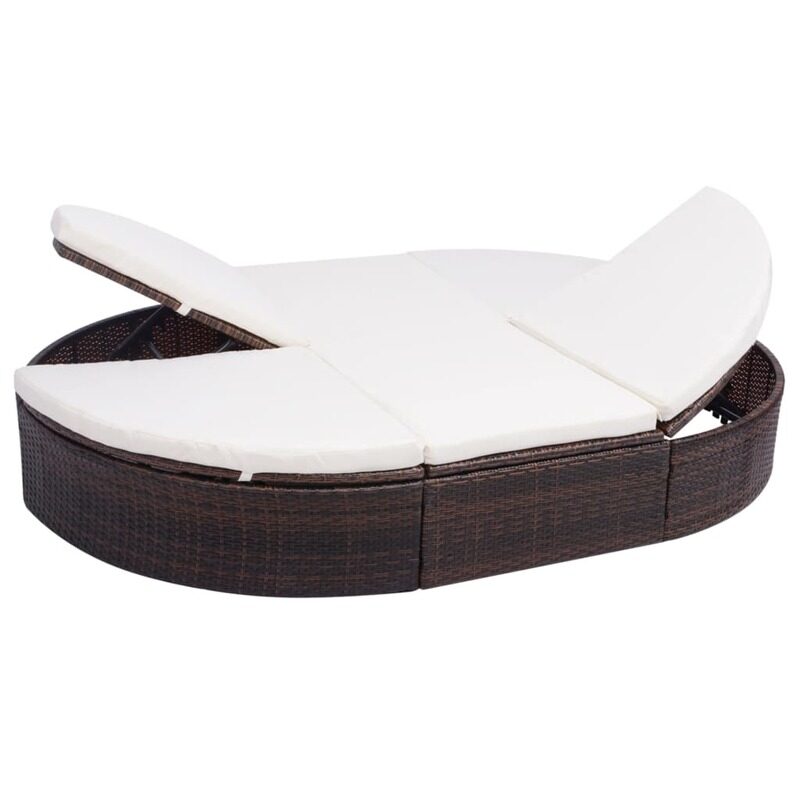 

vidaXL Outdoor Lounge Bed with Cushion Poly Rattan Brown