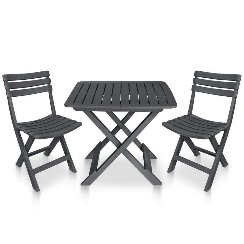 

vidaXL 3 Piece Folding Bistro Set Plastic Anthracite