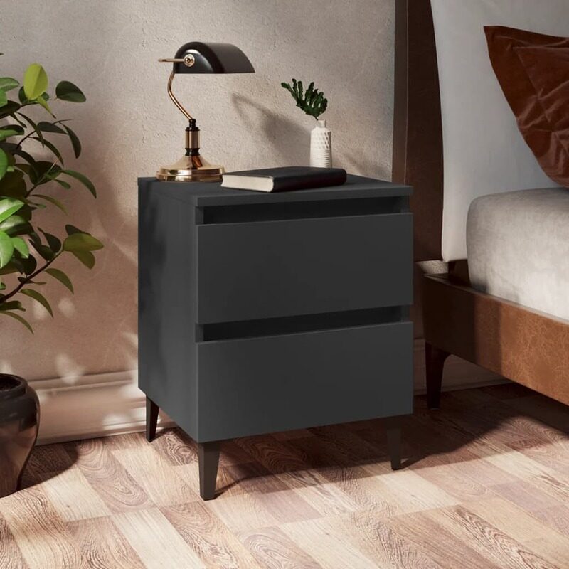 

vidaXL Bed Cabinets 2 pcs Grey 40x35x50 cm Engineered Wood