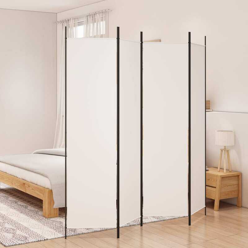 

vidaXL 4-Panel Room Divider White 200x200 cm Fabric