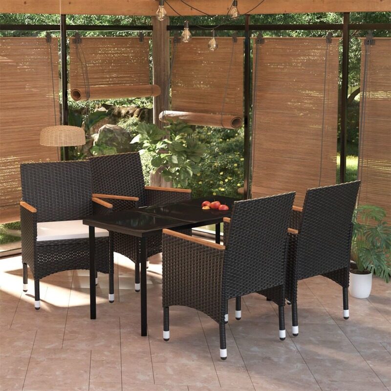 

vidaXL 5 Piece Garden Dining Set with Cushions Black