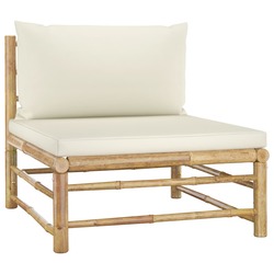 vidaXL 12 Piece Garden Lounge Set with Cream White Cushions Bamboo