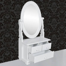 vidaXL Vanity Makeup Table with Oval Swing Mirror MDF