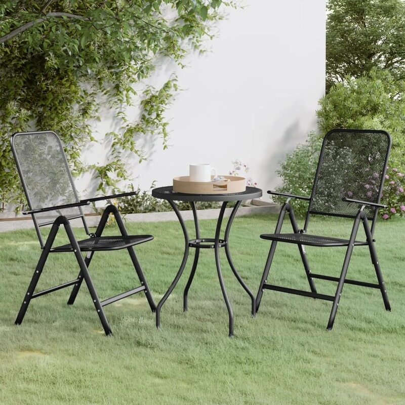 

vidaXL 3 Piece Garden Dining Set Expanded Metal Mesh Anthracite