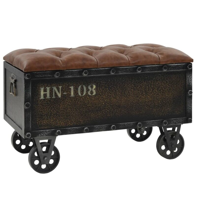 

vidaXL Storage Bench Solid Wood and Artificial Leather 80.5x41x50 cm