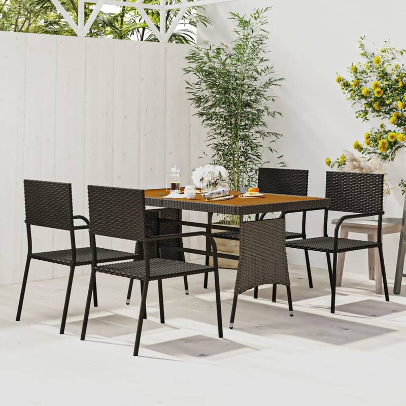 

vidaXL 5 Piece Outdoor Dining Set Poly Rattan Black
