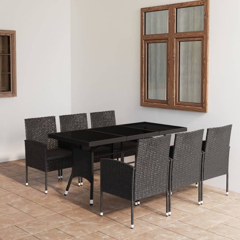 

vidaXL 7 Piece Garden Dining Set Poly Rattan Black