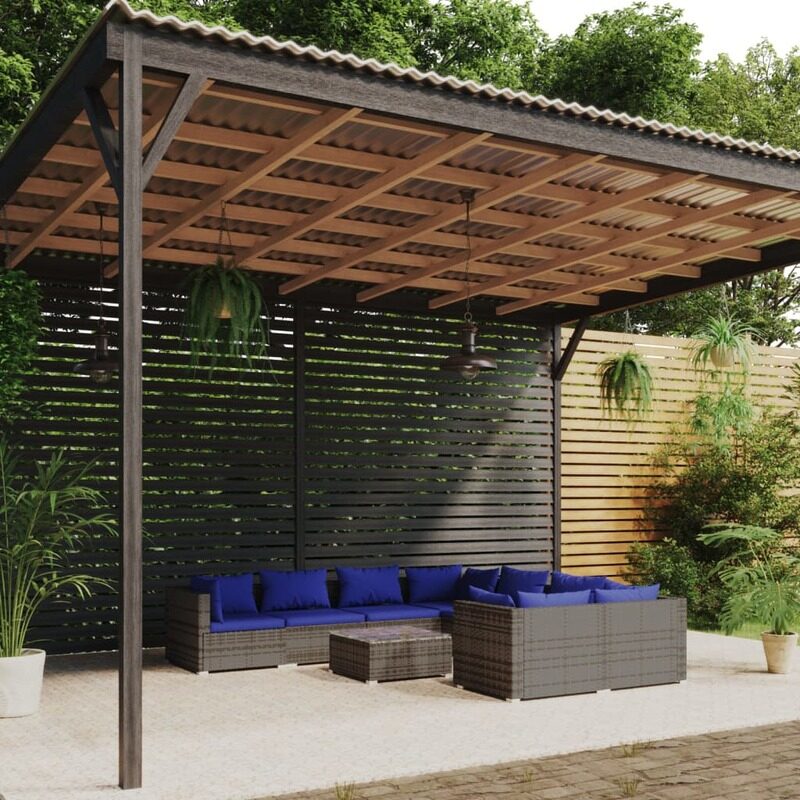 

vidaXL 9 Piece Garden Lounge Set with Cushions Poly Rattan Grey