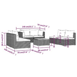 vidaXL 7 Piece Garden Lounge Set with Cushions Poly Rattan Grey