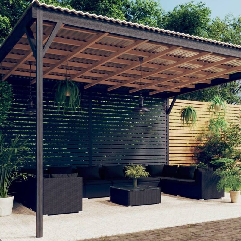 

vidaXL 11 Piece Garden Lounge Set with Cushions Poly Rattan Black
