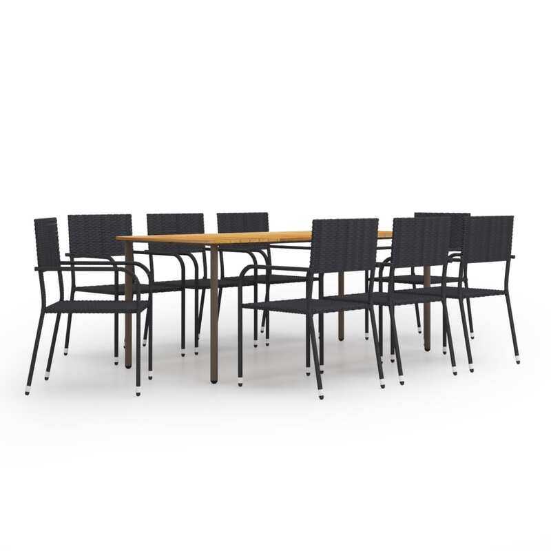

vidaXL 9 Piece Garden Dining Set Poly Rattan Black
