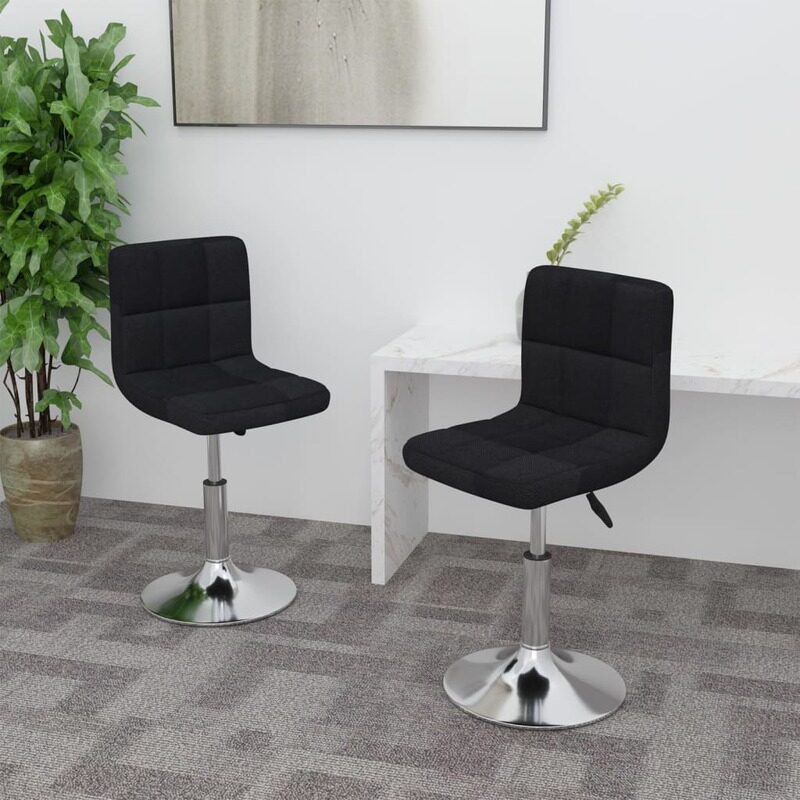 vidaXL Swivel Dining Chairs 2 pcs Black Fabric