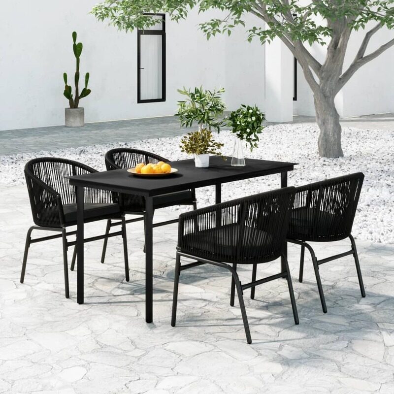 

vidaXL 5 Piece Garden Dining Set Black