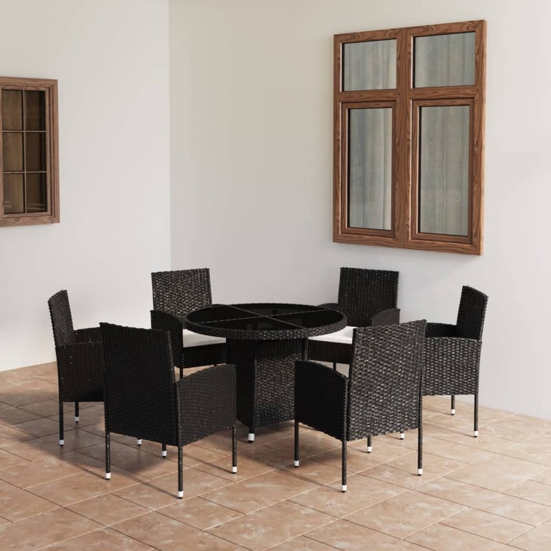 

vidaXL 7 Piece Garden Dining Set Poly Rattan Black