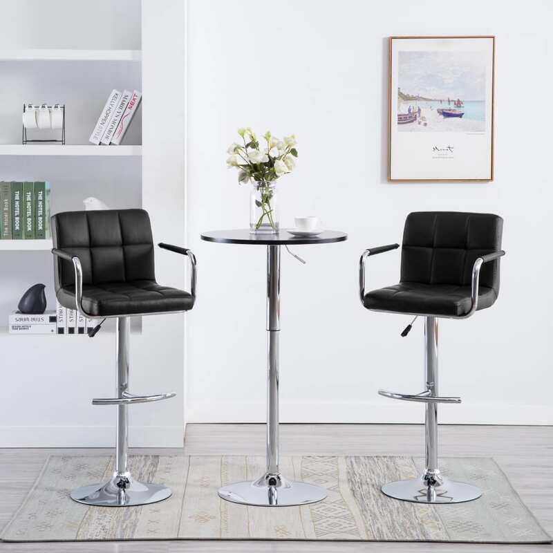 

vidaXL Bar Stools 2 pcs Black Faux Leather