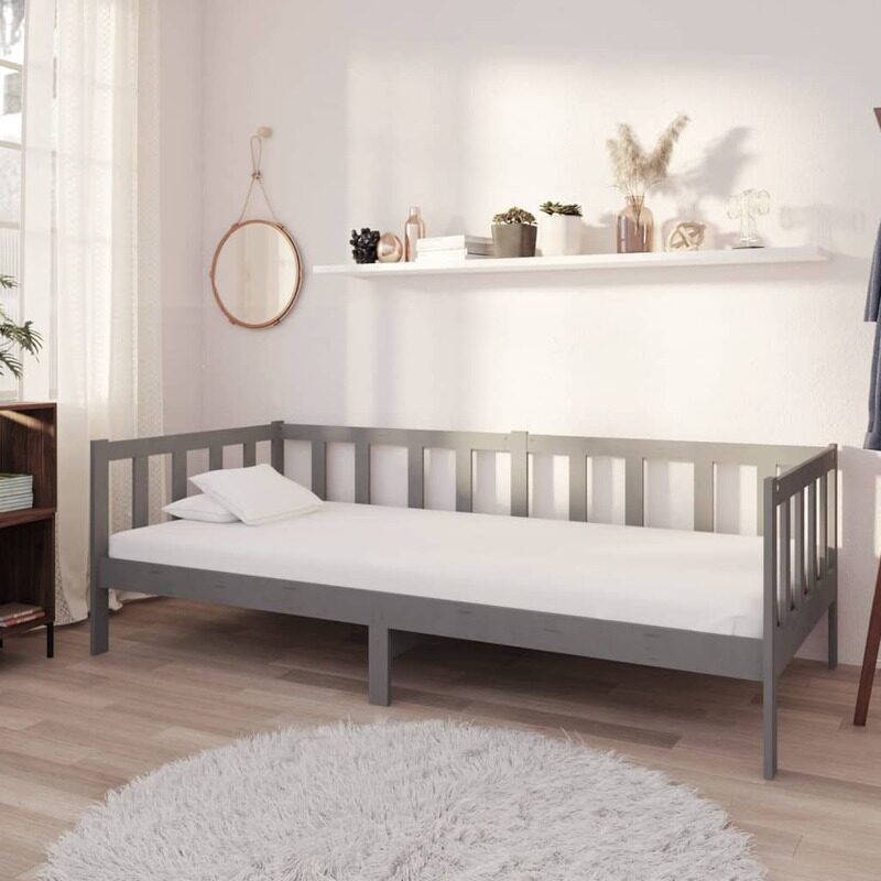 

vidaXL Day Bed Grey Solid Pinewood 90x200 cm