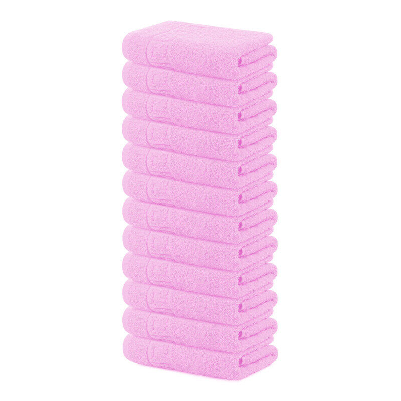 Solid Pink 12 piece 100% Cotton Hand Towel/Gym Towel/Face Towel