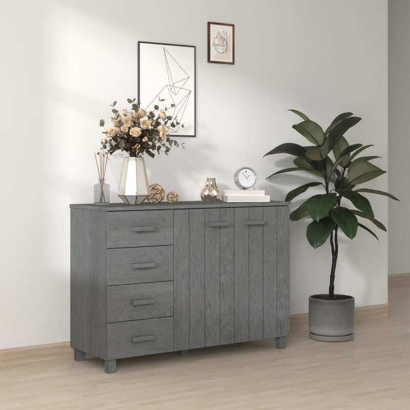 

vidaXL Sideboard HAMAR Dark Grey 113x40x80 cm Solid Wood Pine