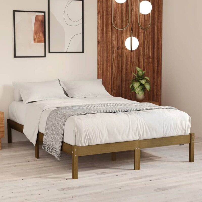 

vidaXL Bed Frame Honey Brown Solid Wood Pine 160x200 cm