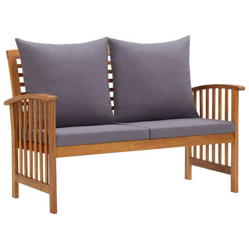 

vidaXL Garden Bench with Cushions 119 cm Solid Acacia Wood