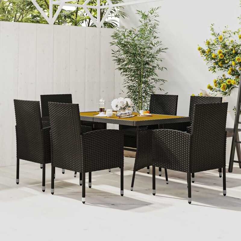 

vidaXL 7 Piece Outdoor Dining Set Poly Rattan Black