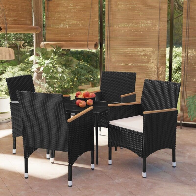 

vidaXL 5 Piece Garden Dining Set with Cushions Black