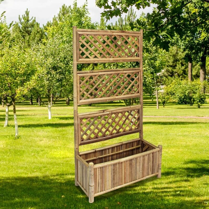 

vidaXL Garden Raised Bed with Trellis Bamboo 70 cm