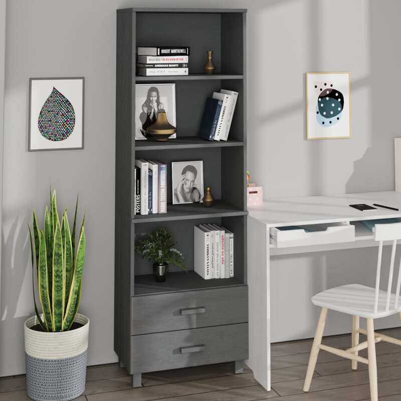 

vidaXL Highboard HAMAR Dark Grey 60x35x180 cm Solid Wood Pine