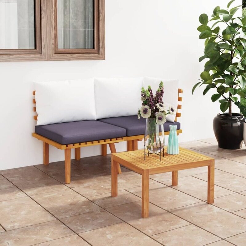 

vidaXL 2 Piece Garden Lounge Set with Cushions Solid Acacia Wood