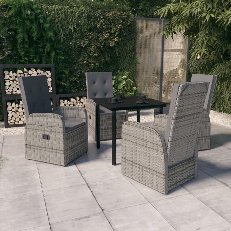 

vidaXL 5 Piece Garden Dining Set with Cushions Grey