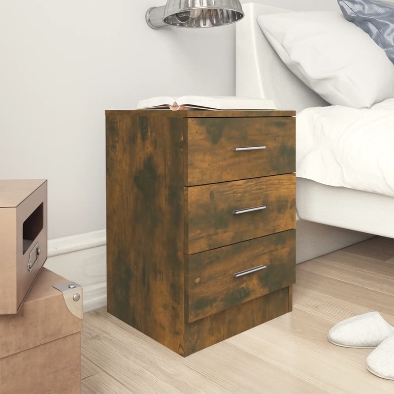 vidaXL Bedside Cabinets 2 pcs Smoked Oak 38x35x56 cm Engineered Wood