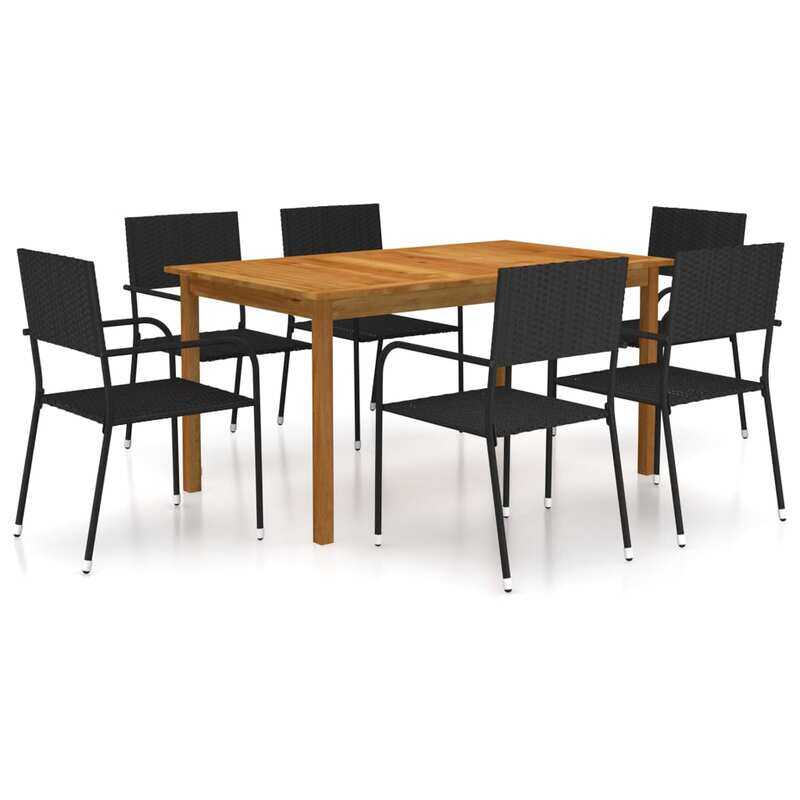 

vidaXL 7 Piece Garden Dining Set Black