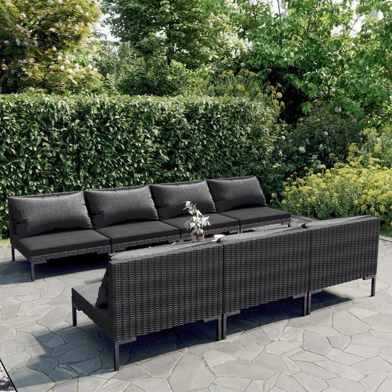 

vidaXL 8 Piece Garden Lounge Set with Cushions Poly Rattan Dark Grey