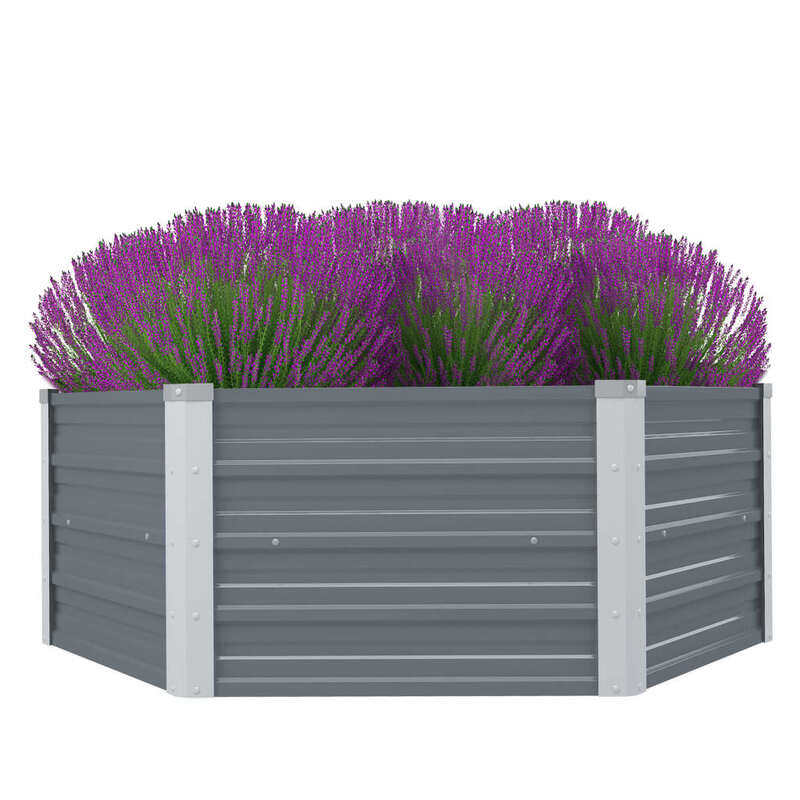 

vidaXL Raised Garden Bed 129x129x46 cm Galvanised Steel Grey