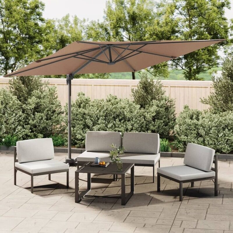 

vidaXL Cantilever Umbrella with Aluminium Pole Taupe 400x300 cm