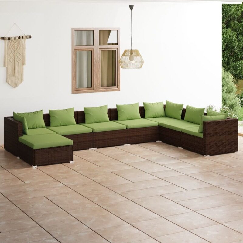 

vidaXL 8 Piece Garden Lounge Set with Cushions Poly Rattan Brown