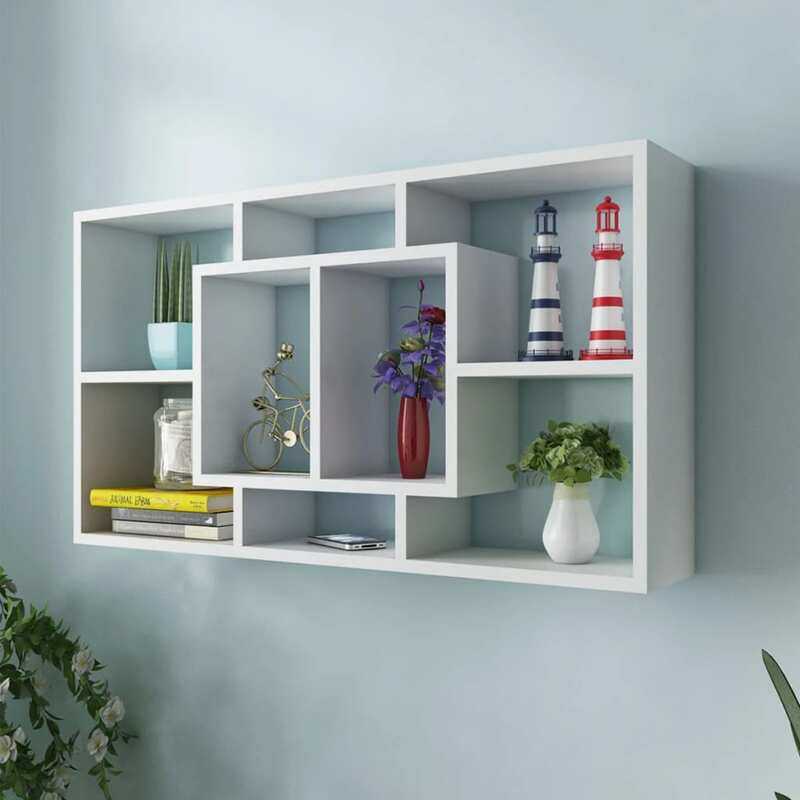 

vidaXL Floating Wall Display Shelf 8 Compartments White