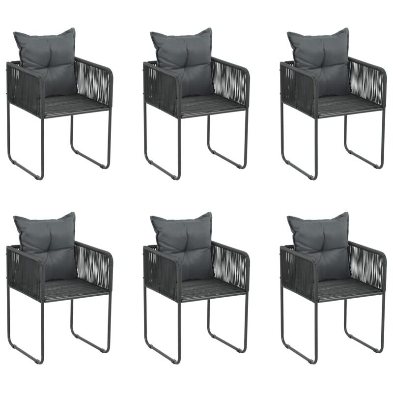 

vidaXL Outdoor Chairs 6 pcs with Pillows Poly Rattan Black