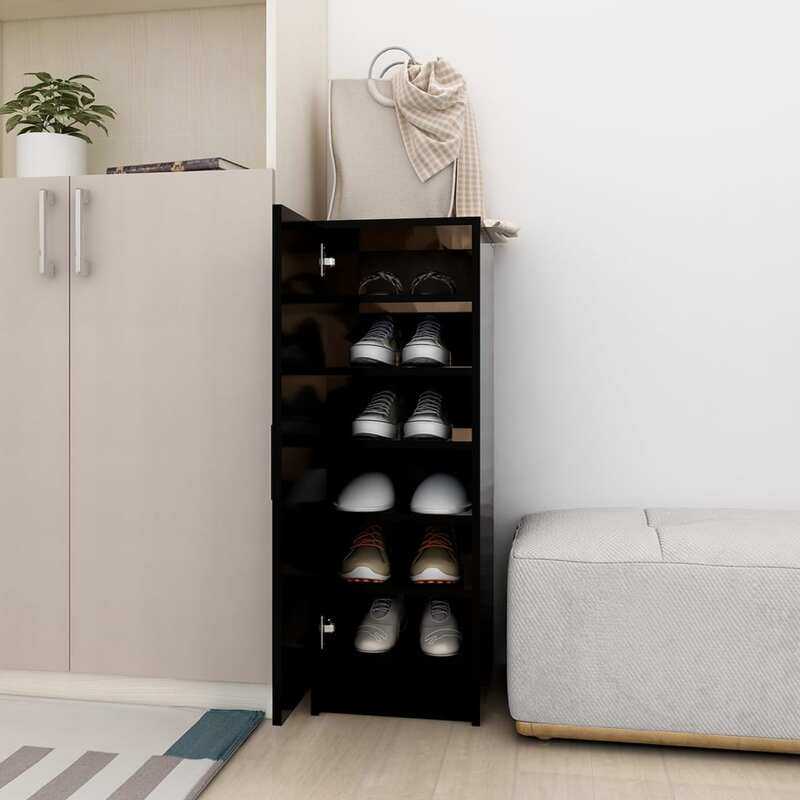 

vidaXL Shoe Cabinet Black 32x35x92 cm Engineered Wood