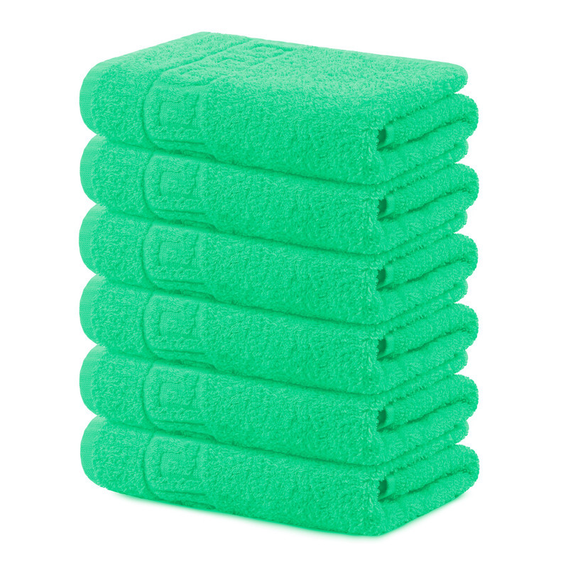 Solid GREEN 6 piece 100% Cotton Hand Towel/Gym Towel/Face Towel