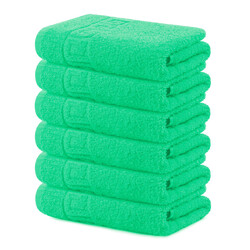 Solid GREEN 6 piece 100% Cotton Hand Towel/Gym Towel/Face Towel