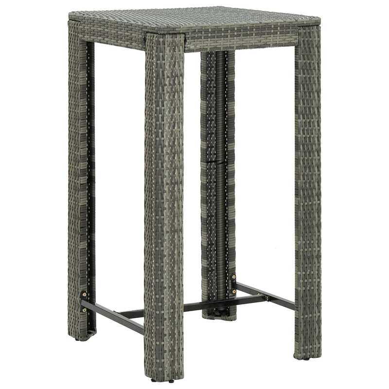 

vidaXL Garden Bar Table Grey 60.5x60.5x110.5 cm Poly Rattan