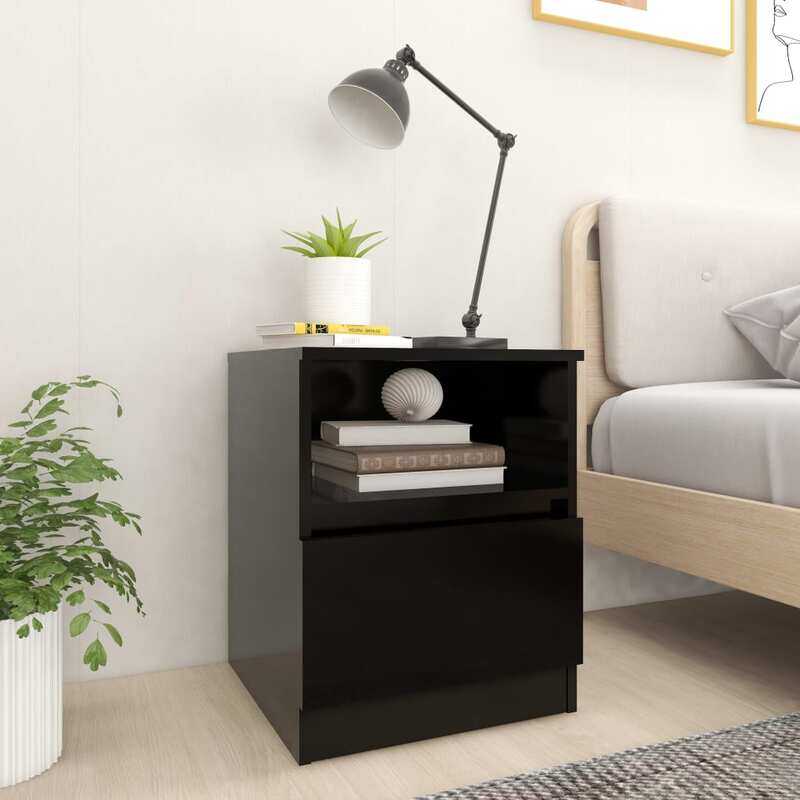 

vidaXL Bed Cabinet Black 40x40x50 cm Engineered Wood