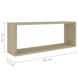 vidaXL Wall Cube Shelf 4 pcs Sonoma Oak 60x15x23 cm Engineered Wood