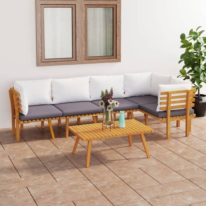 

vidaXL 6 Piece Garden Lounge Set with Cushions Solid Acacia Wood