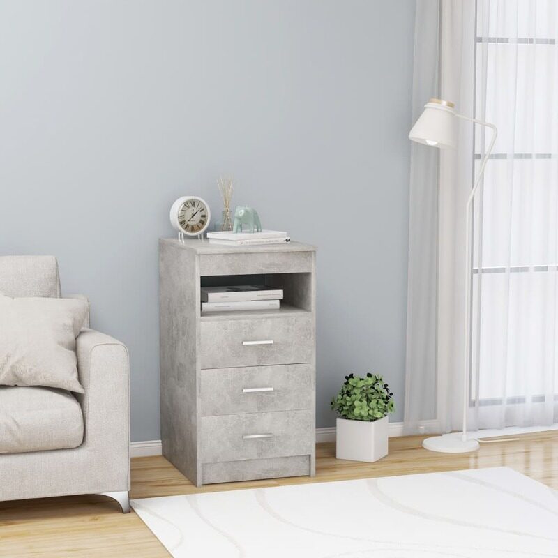 

vidaXL Drawer Cabinet Concrete Grey 40x50x76 cm Engineered Wood